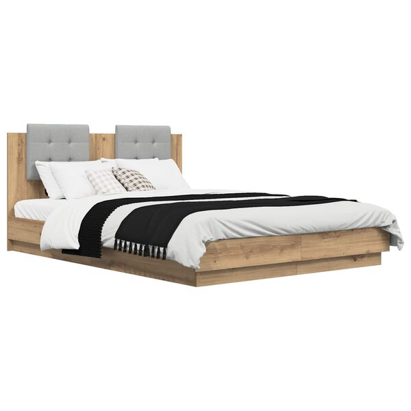 vidaXL Bedframe met Hoofdeinde Artisan Eiken 160 x 200 cm Bewerkt hout