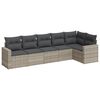 vidaXL 6-delige Loungeset met kussens poly rattan lichtgrijs