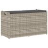 vidaXL Opbergbank met kussen voor buiten 100 cm poly rattan lichtgrijs