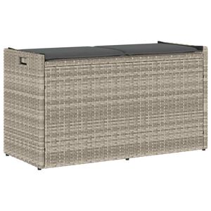 vidaXL Opbergbank met kussen voor buiten 100 cm poly rattan lichtgrijs