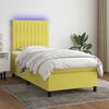vidaXL Boxspring met matras en LED stof groen 90x200 cm