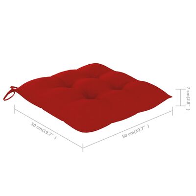 vidaXL Schommelstoel met rood kussen massief teakhout
