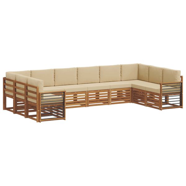 vidaXL Sofa-Sets 10 pcs Natuurlijk en Beige Massief Acaciahout