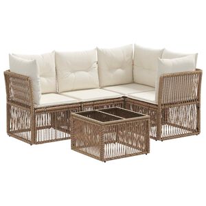 vidaXL Tuinbankenset 5 st Beige poly rattan