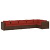 vidaXL 6-delige Loungeset met kussens poly rattan bruin