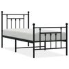 vidaXL Bedframe met hoofd- en voeteneinde metaal zwart 75x190 cm
