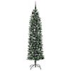 vidaXL Kunstmatige slanke kerstboom met 300 LED Groen en Wit 210 cm