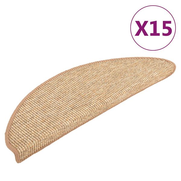 vidaXL Trapmatten 15 st 56x17x3 cm lichtbruin halfrond