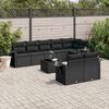 vidaXL 9-delige Loungeset met kussens poly rattan zwart