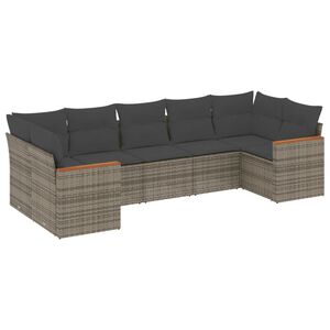 vidaXL 7-delige Loungeset met kussens poly rattan grijs