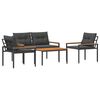 vidaXL tuinmeubelset 4 st Donkergrijs poly rattan