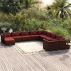 vidaXL 11-delige Loungeset met kussens poly rattan bruin