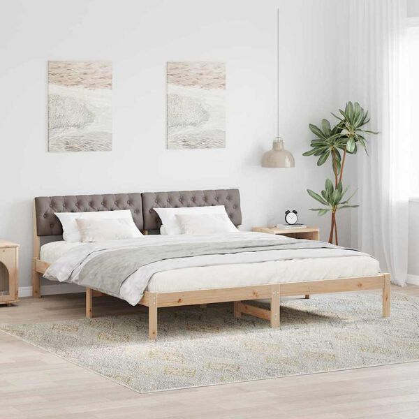 vidaXL Bedframe Bruin en taupe 180 x 200 cm Massief grenenhout