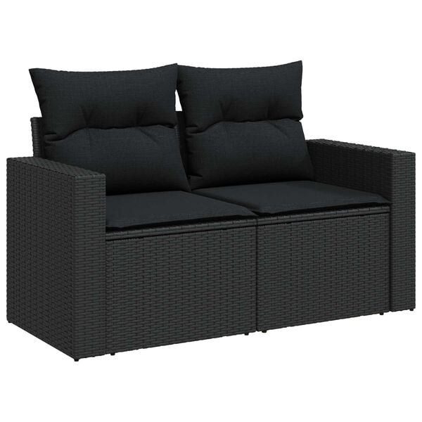 vidaXL Tuin Sofa Set met kussen 8 pcs Zwart poly rattan