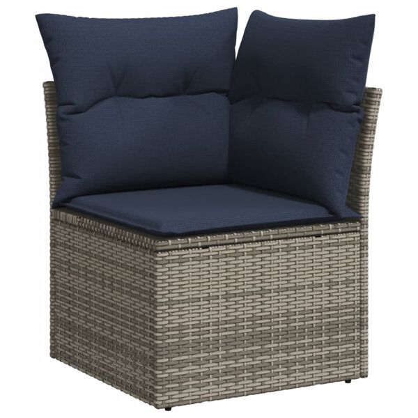 vidaXL 10-delige Loungeset met kussens poly rattan grijs
