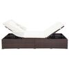vidaXL Ligbed met kussen 2-persoons poly rattan bruin
