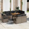vidaXL 9-delige Loungeset met kussens poly rattan grijs