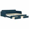 vidaXL Slaapbank met onderschuifbed en lades 100x200 cm fluweel blauw