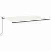 vidaXL Luifel handmatig uittrekbaar met LED 500x300 cm cr&egrave;mekleurig