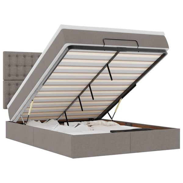 vidaXL Ottoman bed met matras 140x200cm stof taupe