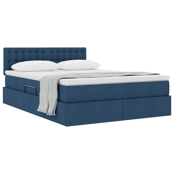 vidaXL Opbergbed met matras met matras Blauw 140 x 200 cm Bewerkt hout