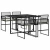 vidaXL 5-delige Tuinset met kussens poly rattan zwart