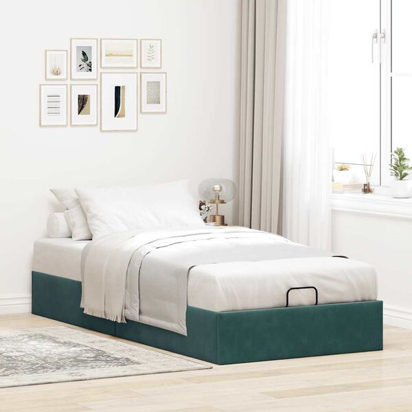 vidaXL Bedframe zonder matras 90x190 cm fluweel donkergroen