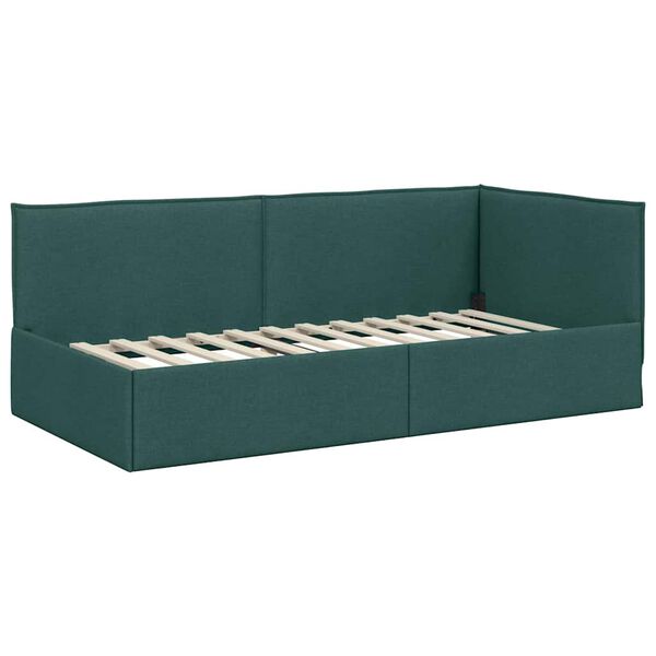 vidaXL Hoekbedframe met hoofdeinde Donkergroen 100 cm x 200 cm Fluweel