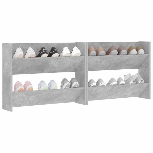 vidaXL Wandschoenenkasten 2 st 80x18x60 cm spaanplaat betongrijs