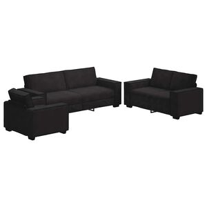 vidaXL 3-delige Loungeset met kussens fluweel zwart