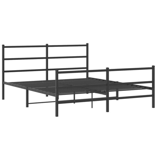 vidaXL Bedframe met hoofd- en voeteneinde metaal zwart 150x200 cm