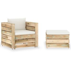 vidaXL 2-delige Loungeset met kussens groen ge&iuml;mpregneerd hout