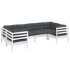 vidaXL 6-delige Loungeset met kussens grenenhout wit