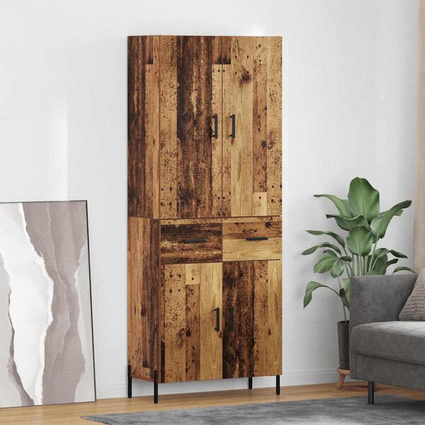 vidaXL Highboard met lade Oud Hout 69,5 x 34 x 180 cm Bewerkt hout