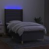 vidaXL Boxspring met matras en LED stof donkergrijs 90x190 cm