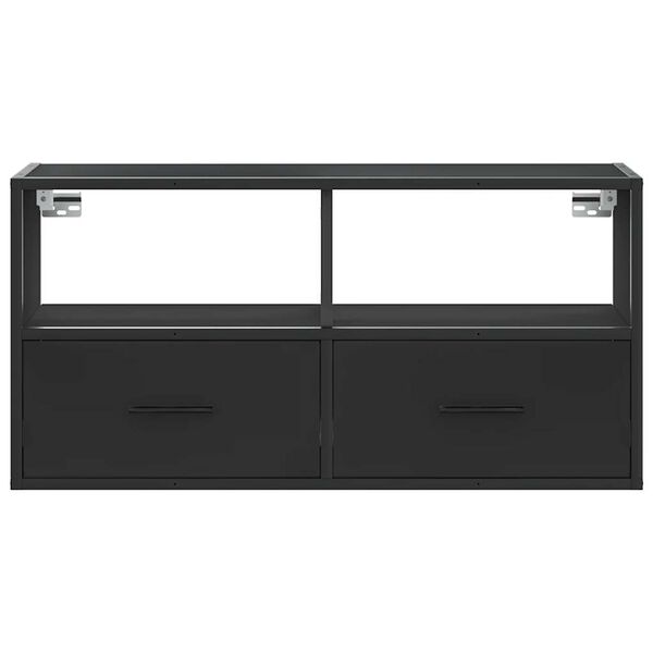 vidaXL Tv-meubel 80x31x39,5 cm bewerkt hout en metaal zwart