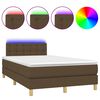 vidaXL Boxspring met matras en LED stof donkerbruin 120x200 cm