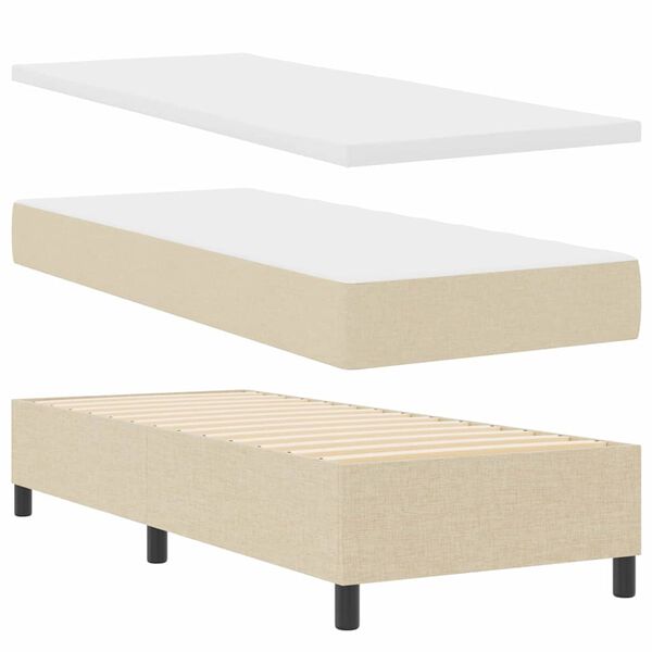 vidaXL Boxspring bed met matras met hoofdeinde Cr&egrave;me 80 x 200 cm Stof