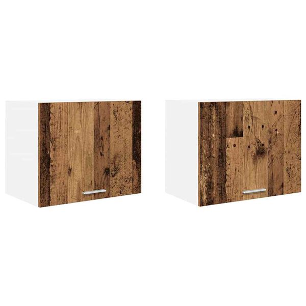 vidaXL Hangkast 2 pcs Oude Hout en Wit 50 x 31 x 40 cm Bewerkt hout