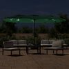 vidaXL Parasol dubbel dak met LED 449x265 cm groen
