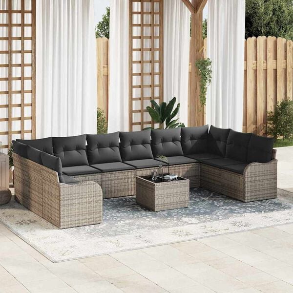 vidaXL Tuin Sofa Set Grijs poly rattan