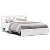 vidaXL Bedframe met hoofdbord massief grenenhout wit 135x190 cm