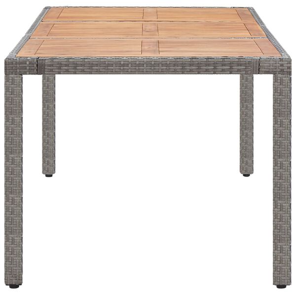 vidaXL Tuintafel 190x90x75 cm poly rattan en massief acaciahout grijs