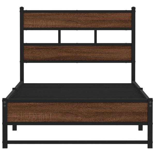 vidaXL Bedframe zonder matras metaal bruin eikenkleurig 90x190 cm