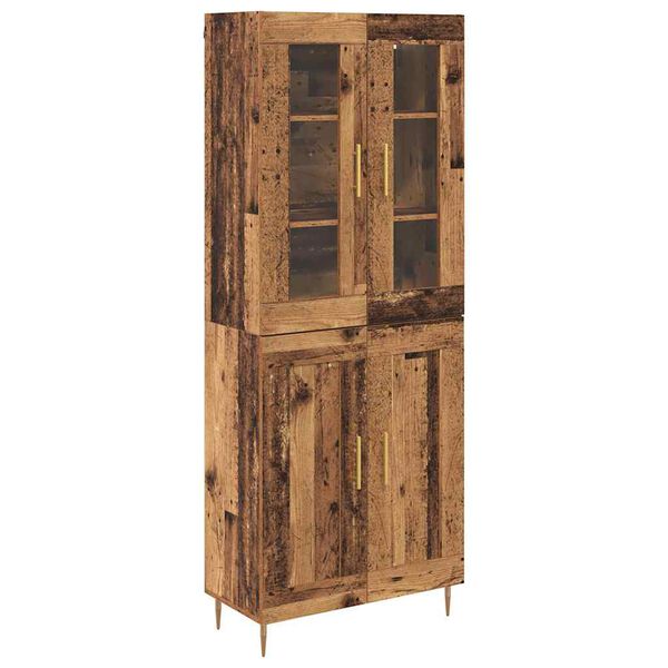 vidaXL Hoge kast 2 pcs Oudhout Bewerkt hout