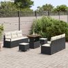 vidaXL Tuinbankenset met kussen 9 pcs Zwart poly rattan