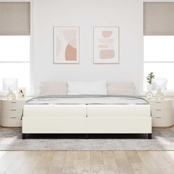vidaXL Bedframe met matras Cr&egrave;me 200 x 200 cm Stof