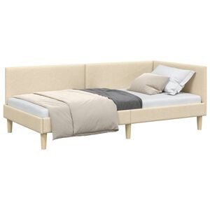 vidaXL Hoekbedframe Cr&egrave;me 90 x 190 cm Stof