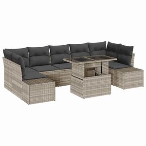 vidaXL Bankstel 8 st Lichtgrijs poly rattan