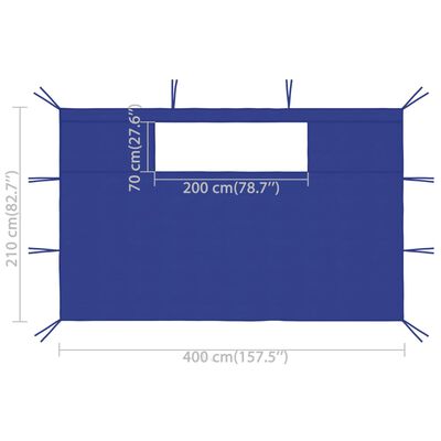vidaXL Prieelzijwanden met ramen 2 st 70 g/m² 4x2,1 m blauw